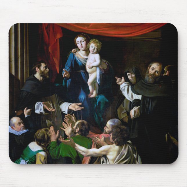 Madonna of the Rosary, Caravaggio Mouse Pad (Front)