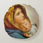Madonna of the Streets Holy Mary Madonnina Round Cushion<br><div class="desc">Madonna of the Streets Holy Mary Blessed Virgin - art prints on various materials. A great gift idea to brighten up your home. Also buy this artwork on phone cases, apparel, mugs, pillows and more. Poster and Art Print on clothing and for your wall – various backgrounds – great print...</div>