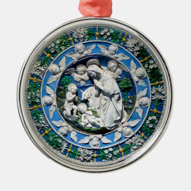 MADONNA WITH CHILD AND ANGELS METAL TREE DECORATION (Front)