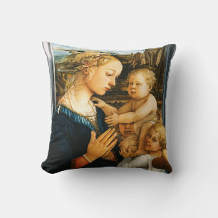 Madonna with child and two Angels, Filippo Lippi Cushion