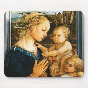 Madonna with child and two Angels, Filippo Lippi Mouse Pad