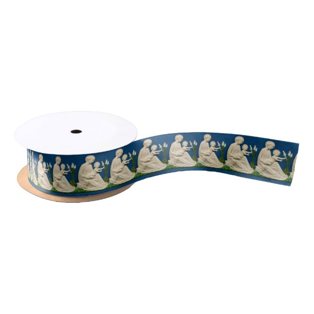 MADONNA WITH CHILD AND WHITE LILIES SATIN RIBBON (Spool)