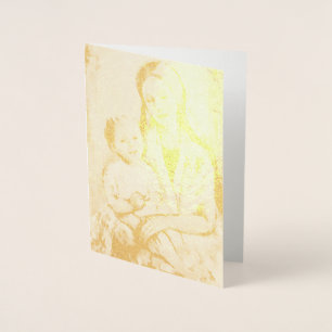 Madonna with Child gold foil greeting card