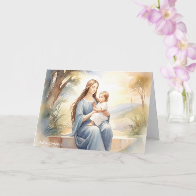 Madonna with Child Jesus Card (Orchid)