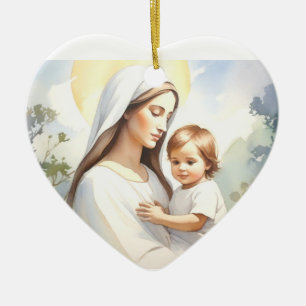 Madonna with Child Jesus Ceramic Tree Decoration
