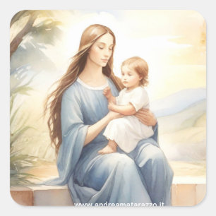Madonna with Child Jesus Square Sticker