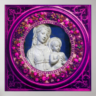 MADONNA WITH CHILD RENAISSANCE FLORAL CROWN POSTER