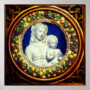MADONNA WITH CHILD RENAISSANCE FLORAL CROWN POSTER
