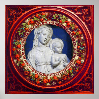 MADONNA WITH CHILD RENAISSANCE FLORAL CROWN POSTER