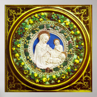 MADONNA WITH CHILD RENAISSANCE FLORAL CROWN POSTER