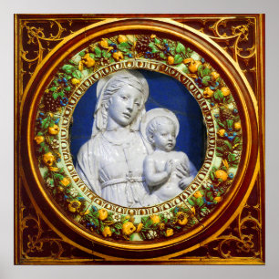 MADONNA WITH CHILD RENAISSANCE FLORAL CROWN POSTER