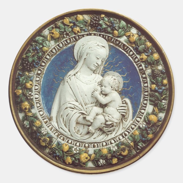 MADONNA WITH CHILD, round Classic Round Sticker (Front)