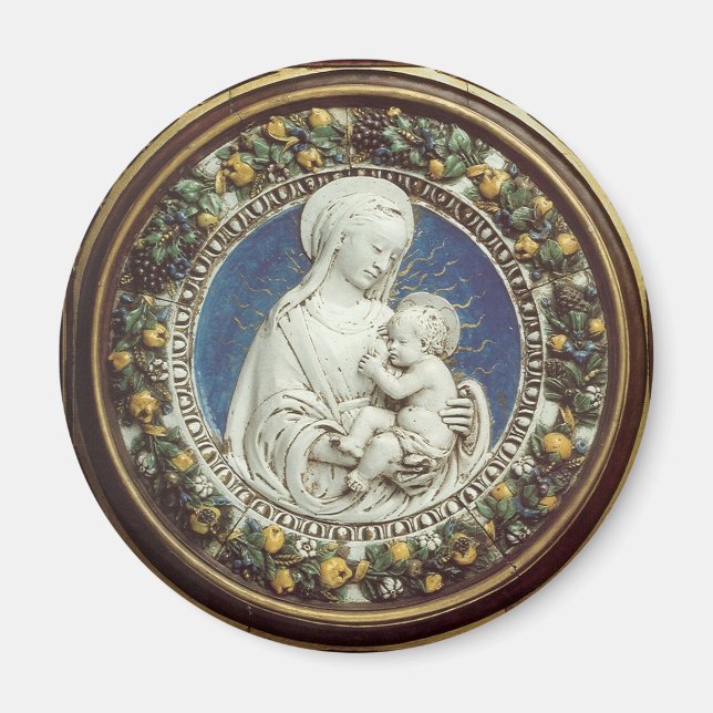 MADONNA WITH CHILD, round Magnet (Front)