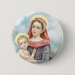 Madonna with Christ Child 6 Cm Round Badge