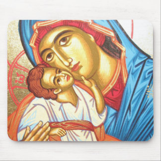 Madonna with Jesus Byzantine Religious Icon gold Mouse Pad