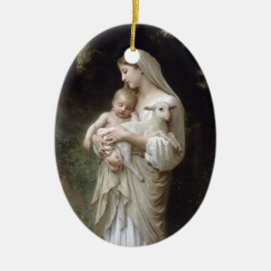 Madonna with Lamb - Bouguereau Ceramic Tree Decoration