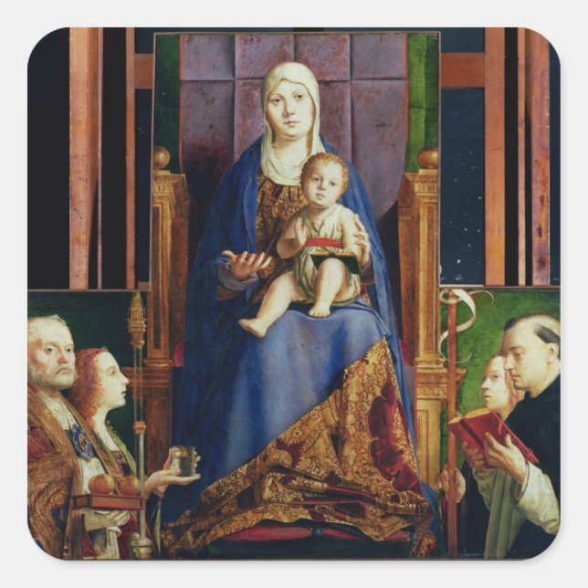 Madonna with Saint Nicholas of Bari Square Sticker (Front)