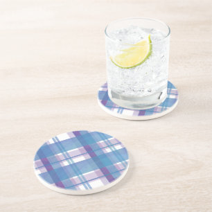Madras Plaid Blue and Purple Coaster