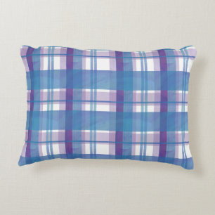 Madras Plaid Blue and Purple Decorative Cushion