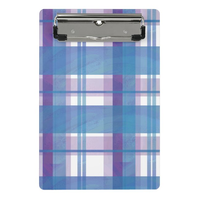 Madras Plaid Blue and Purple Mini Clipboard (Front)