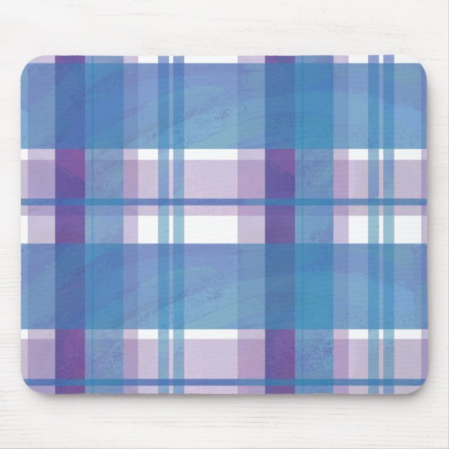 Madras Plaid Blue and Purple Mouse Pad (Front)