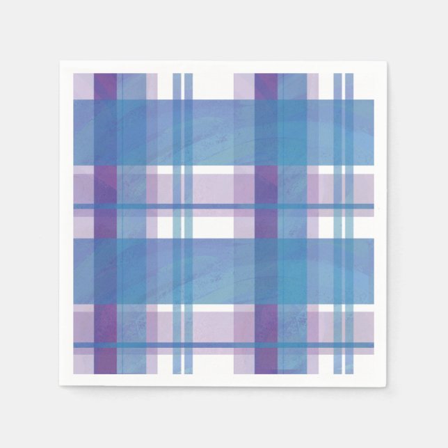 Madras Plaid Blue and Purple Napkin (Front)