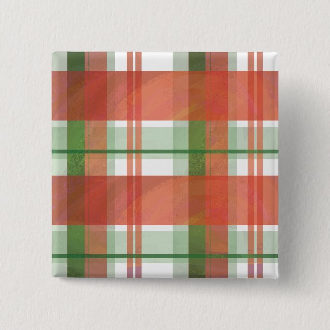 Madras Plaid Christmas 15 Cm Square Badge (Front)