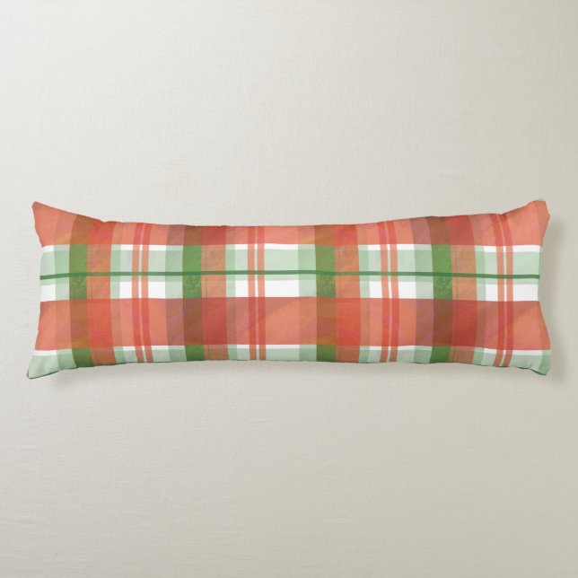 Madras Plaid Christmas Body Cushion (Front)