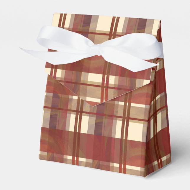 Madras Plaid Fall Red Favour Box (Front Side)
