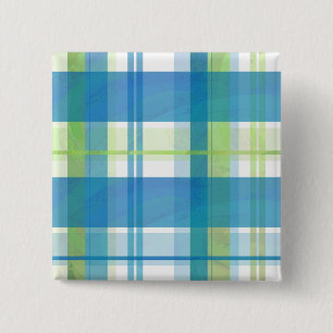 Madras Plaid Green and Blue 15 Cm Square Badge