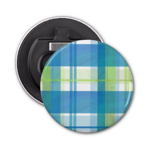 Madras Plaid Green and Blue Bottle Opener