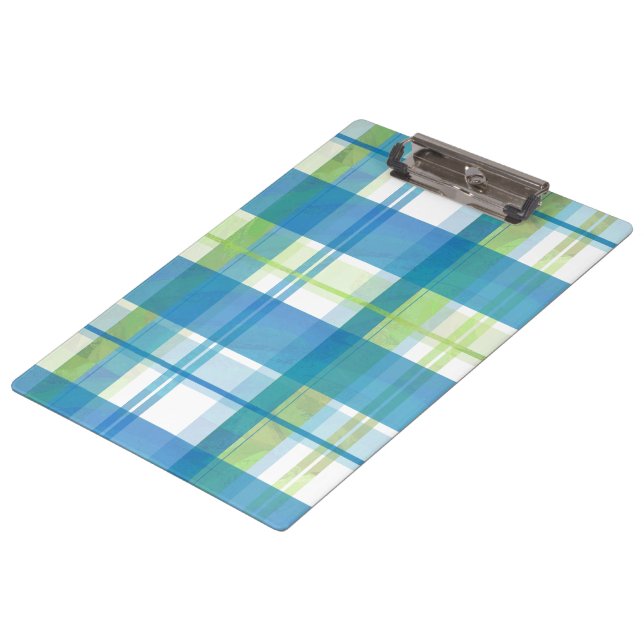 Madras Plaid Green and Blue Clipboard (Angled)