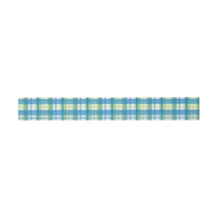 Madras Plaid Green and Blue Invitation Belly Band