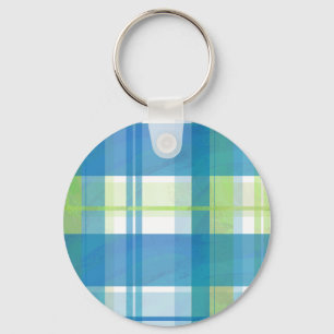 Madras Plaid Green and Blue Key Ring