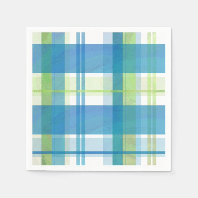 Madras Plaid Green and Blue Napkin (Front)