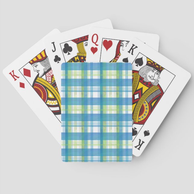 Madras Plaid Green and Blue Playing Cards (Back)