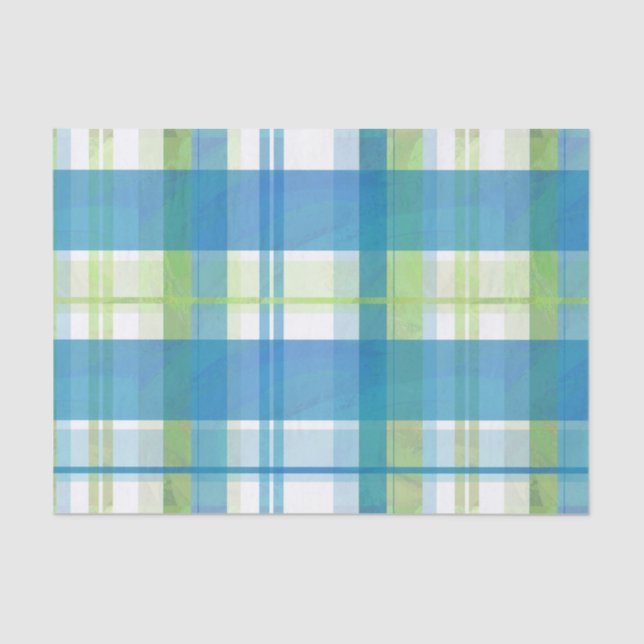 Madras Plaid Green and Blue Tissue Paper (Front)