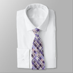 Madras Plaid Tiles – Purples, Light Peach & White Tie