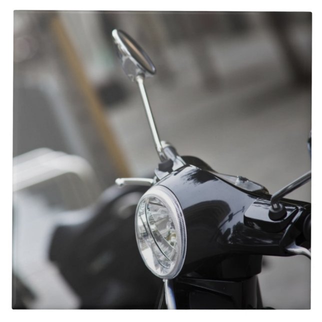 Madrid, black Vespa scooter Tile (Front)