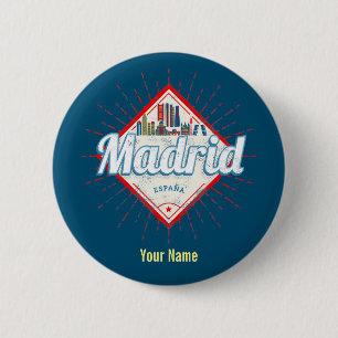 Madrid Capital Spain Retro Skyline Vintage 6 Cm Round Badge