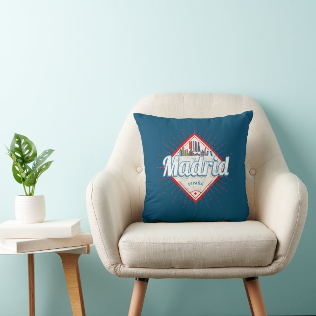 Madrid Capital Spain Retro Skyline Vintage Cushion (Chair)