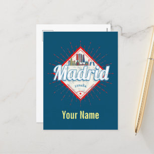Madrid Capital Spain Retro Skyline Vintage Holiday Postcard