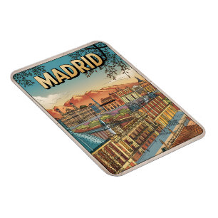 Madrid city spain vintage travel souvenirs, gifts magnet