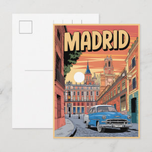 Madrid city spain, vintage travel souvenirs, gifts postcard