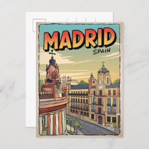 Madrid city spain vintage travel souvenirs, gifts postcard