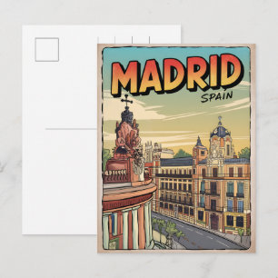 Madrid city spain vintage travel souvenirs, gifts postcard