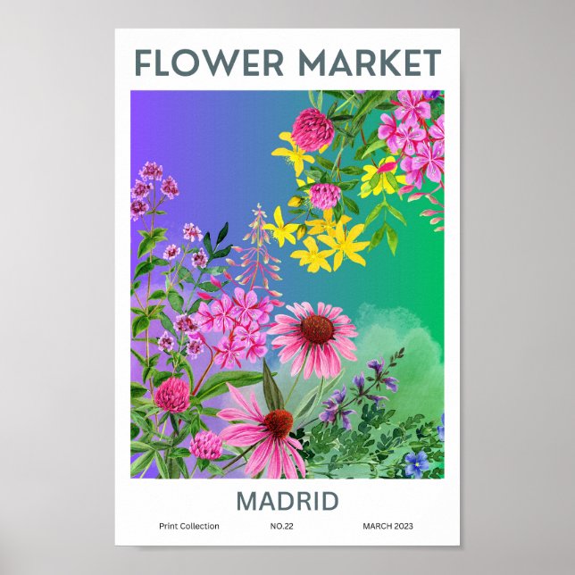Madrid Colourful Flower Market  Poster (Front)