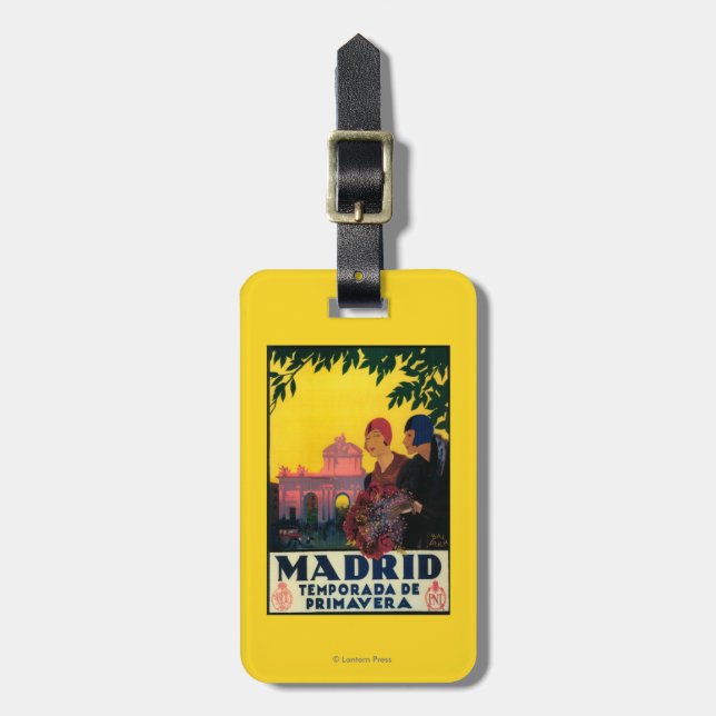 Madrid in Springtime Travel Promotional Poster Luggage Tag (Front Vertical)