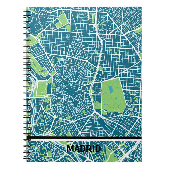 Madrid minimalist map - Azul-verde Notebook (Front)