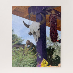 Madrid NM Bull Skull Red chile ristra Jigsaw Puzzle